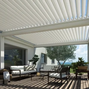 Pergola À Lames Orientables Avec Couverture Coulissante