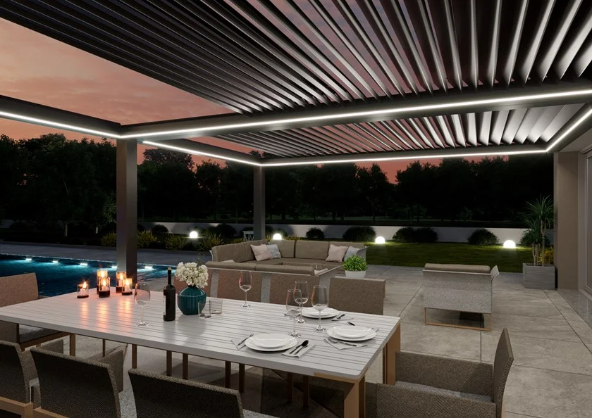 Pergola Murale En Métal À Lames Pliantes À Lames Orientables – Image 5