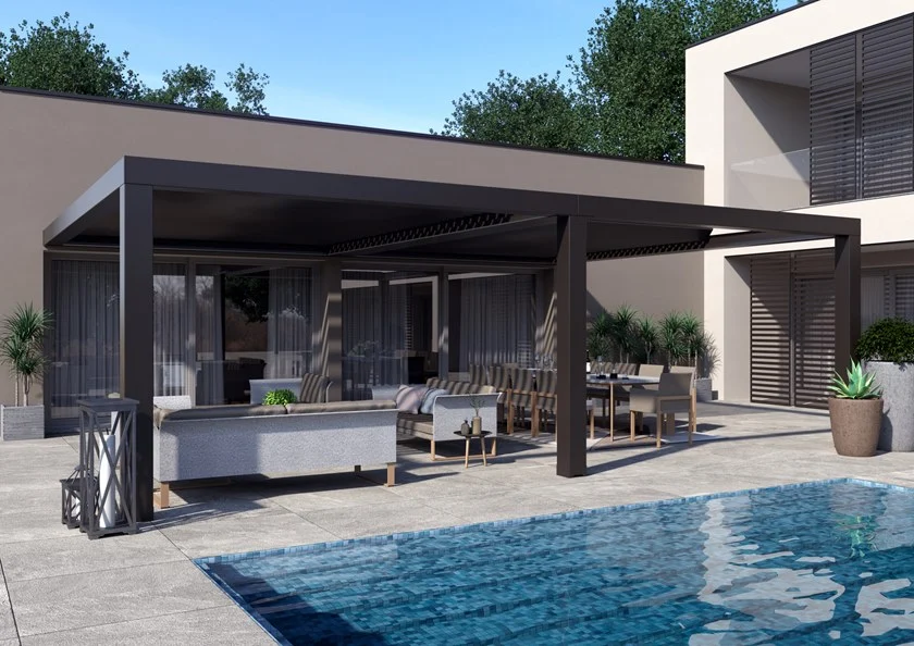 Pergola Murale En Métal À Lames Pliantes À Lames Orientables