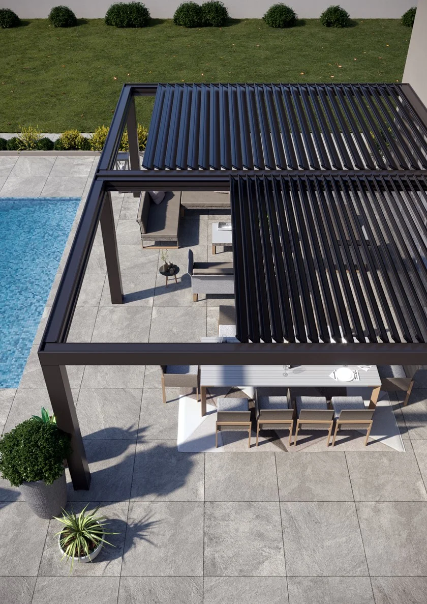 Pergola Murale En Métal À Lames Pliantes À Lames Orientables – Image 2
