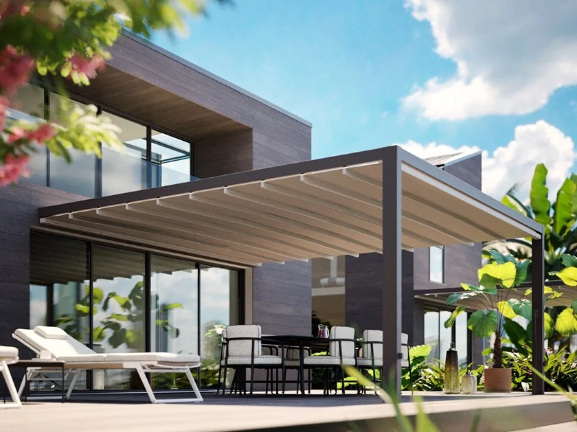 Pergola Murale En Aluminium Avec Couverture Coulissante – Image 4
