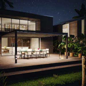 Pergola Murale En Aluminium Avec Couverture Coulissante