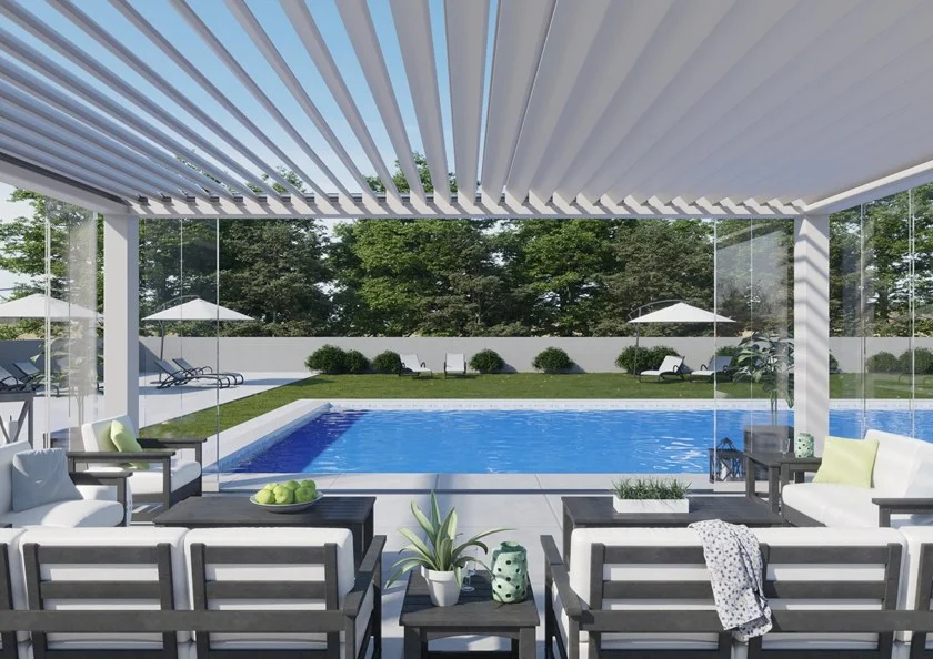 Pergola Indépendante En Aluminium À Lames Orientables Avec Éclairage INtégré