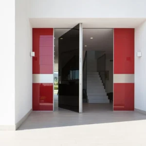Porte Pivotante De Sécurité Avec Revêtement En Verre Laqué Brillant