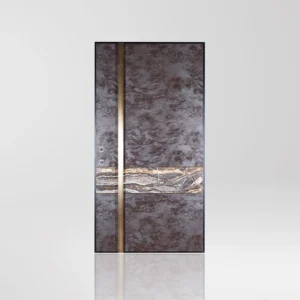 Porte D’entrée Pivotante Blindée En Grès Et En Laiton