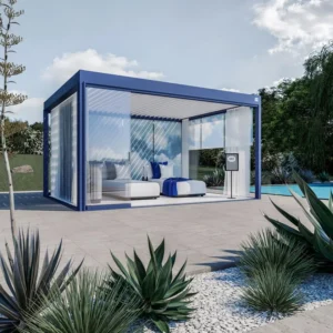 Pergola En Aluminium À Lames Orientables Avec Éclairage Intégré Iconic