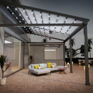 Pergola À Système Télécommandé, Équipée De Spots